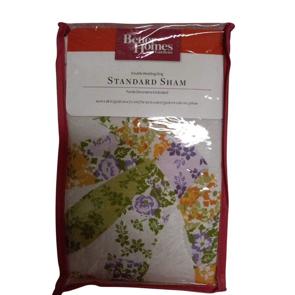 Better Homes & Gardens Pillow Sham Double Wedding Ring Standard 20" x 28" Floral